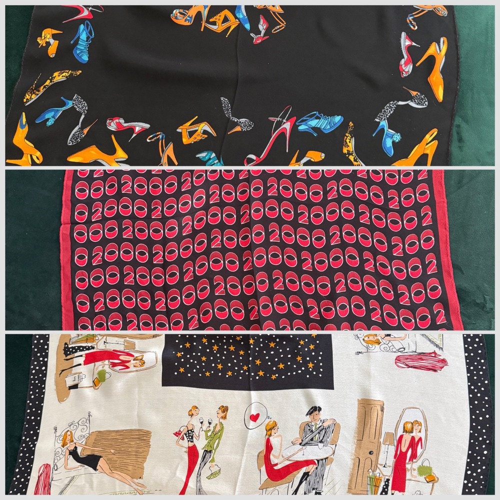 Elaine Gold Silk Scarf Lot Y2K Vintage Style‎ Heels Paris 2000 NWT